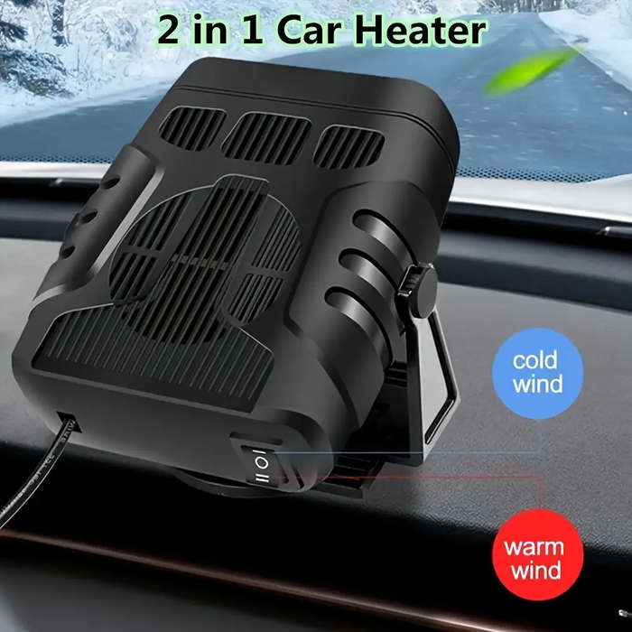 2in1 12V 120W Portable Mini Car Heater Fan - Plug-in Vehicle Defogger