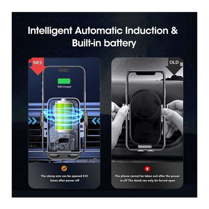 Easiest Electronic closing & opening Mobile phone Car Holder with built-in 20w Wireless charging