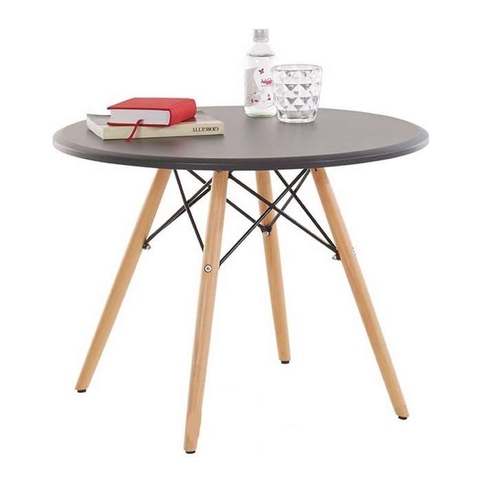 Round Wooden Legs Round Table - T08-80-Black, Grey or White