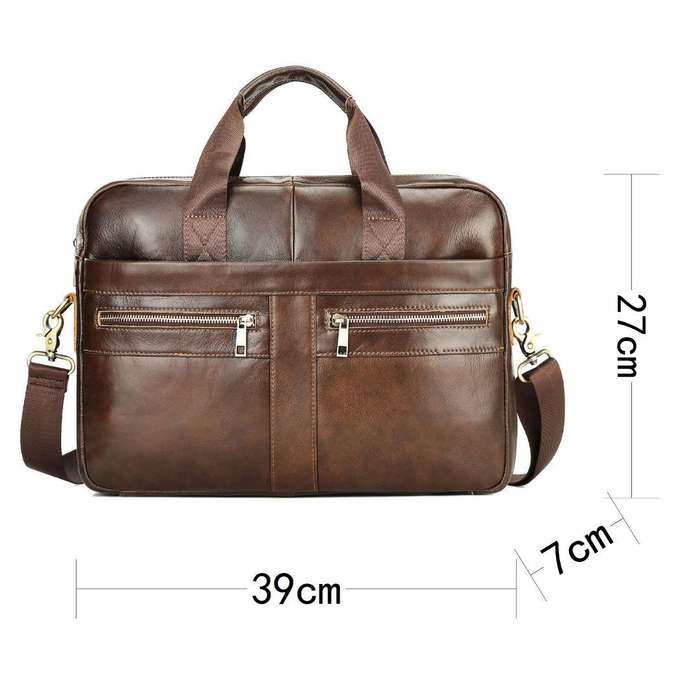 LuxeLeather Ambassador Laptop Bag - Coffee Brown