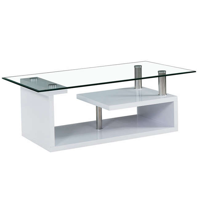 Coffee Tables - Tempered Glass Top - Wooden Base-Oak, Black or White