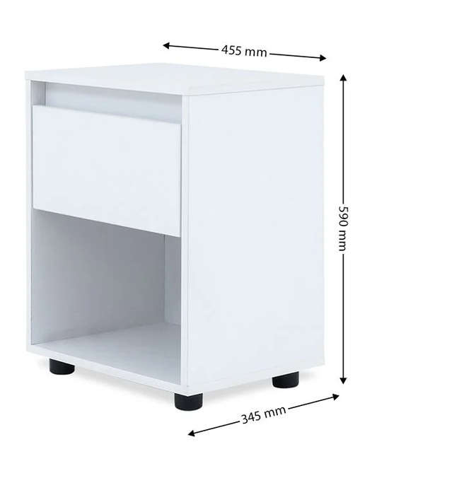 Nightstand End Table with Open Shelf - White
