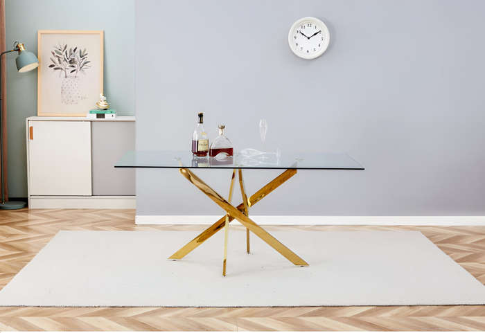 Glass Top Dining Table-GOLD