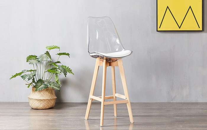 Transparent High Bar stools- Ergonomic & Elegant Design-Transparent White