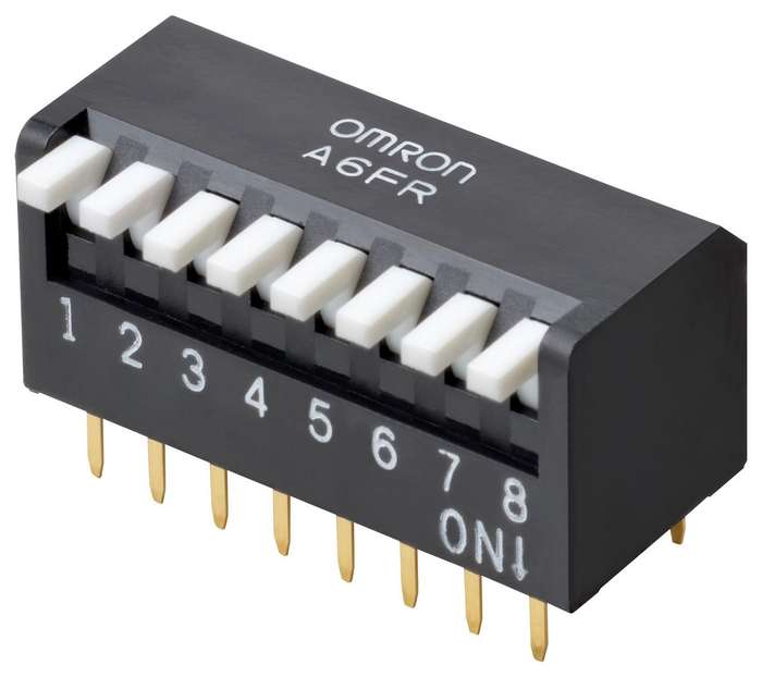 Omron (A6FR-3104) DIP / SIP Switch, Through Hole, SPST-NO, 24 V, 25 mA