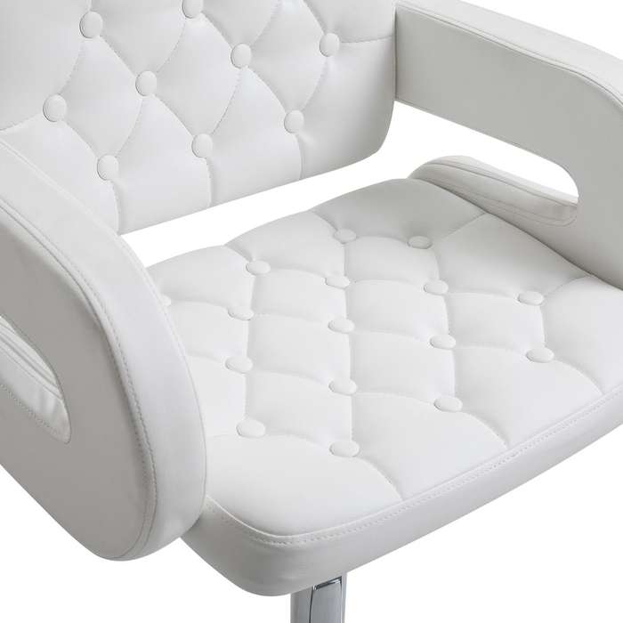 Bar Stools -Luxury Leather Barstools with Chrome Base - Set of 2 - White Colour