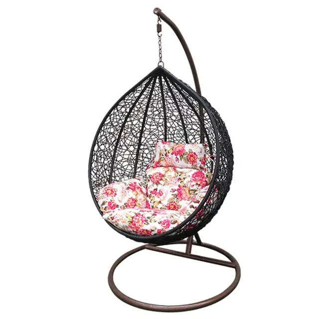 Hanging / Garden / Balcony Swing Chairs - Black / Floral White Colours