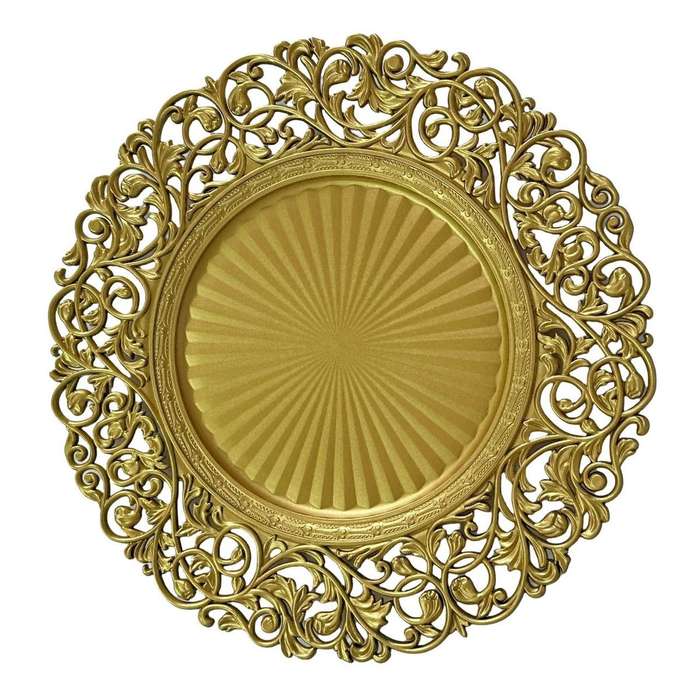 25 Pieces Gold Hollow Edge Vintage Underplate For Table Decor And Wedding