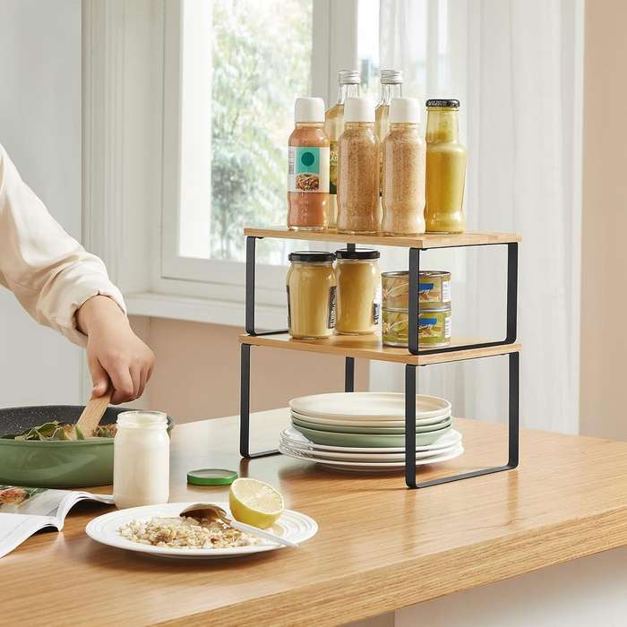 Stackable Kitchen Cabinet Organiser Shelf Counter Storage