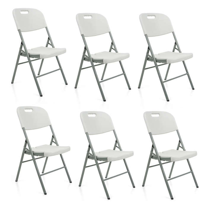 Foldable Plastic Chairs - 6 Pack- White Colour