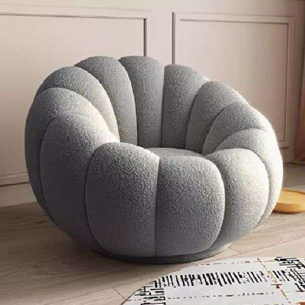 Modern Velvet pumpkin chair with matching ottoman
