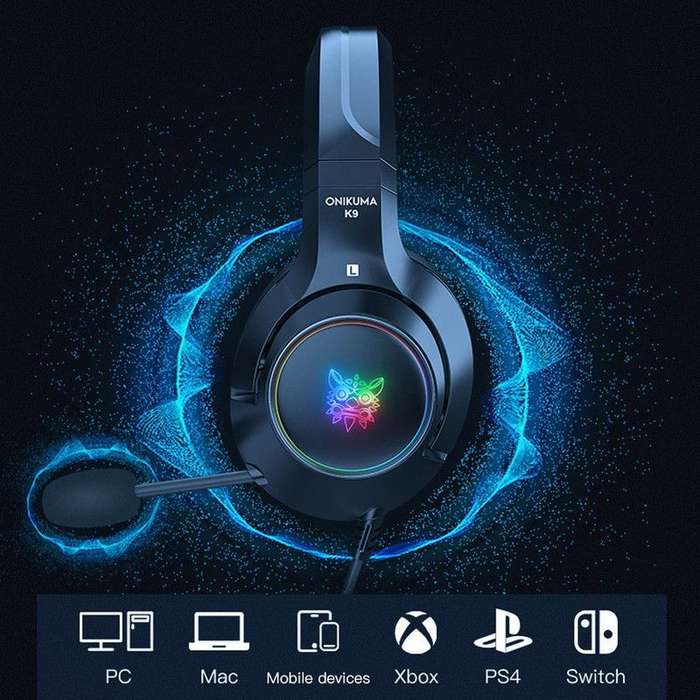 Onikuma K9 Gaming Headset with Retractable Mic - Xbox One/PC/Mac/PS4
