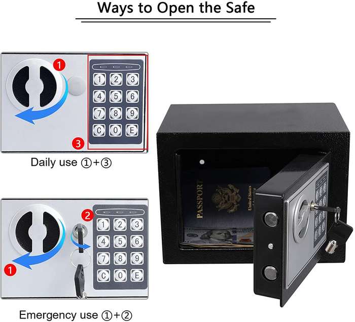 Digital Safety Security Box Safe Deposit Box - Black