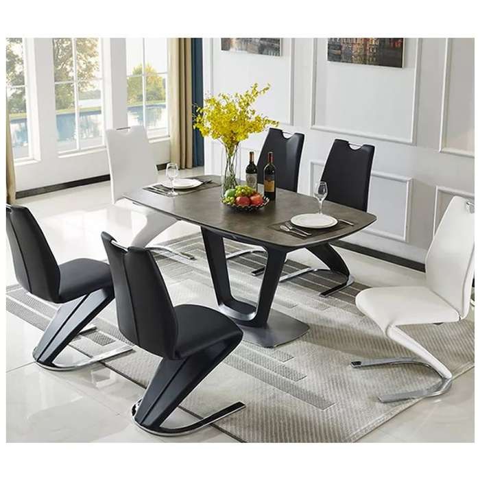 Dining Chairs - Set of 2 Z-Shape Luxury and Modern -Grey Colour