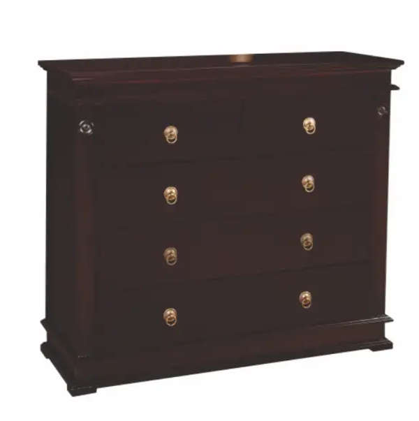 Rectangular stain resistant chest of drawers in Mahogany or white
