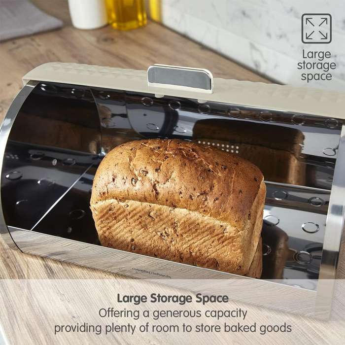 High Quality Bread Bin Canisters Kitchen Set With FREE Knife - Cream