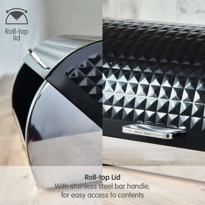 High Quality Bread Bin Canisters Kitchen Set With FREE Knife- Black