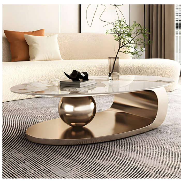 Luxury Marble Top Oval Coffee Table