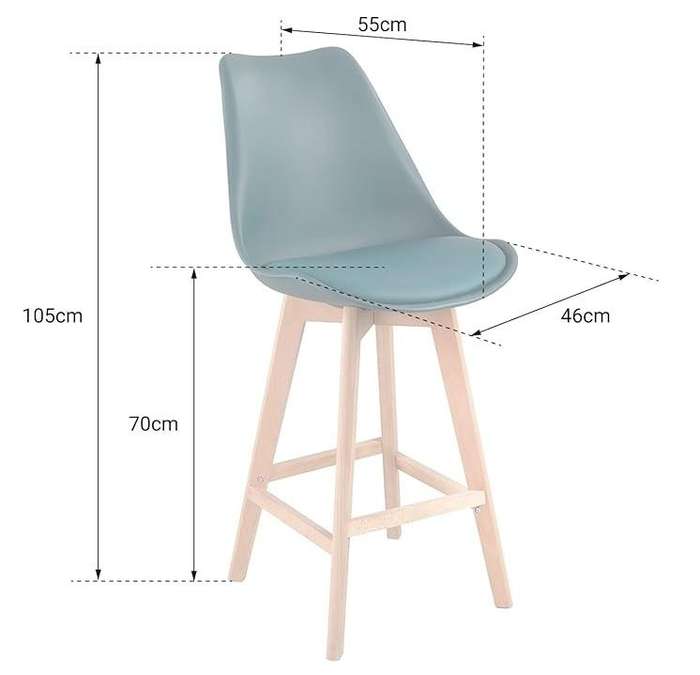 Modern and Stylish Padded Bar Stool - Grey