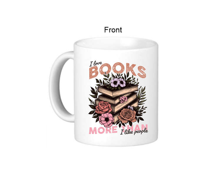 I Love Books More Than People Coffee Mug - Stacked Book Design