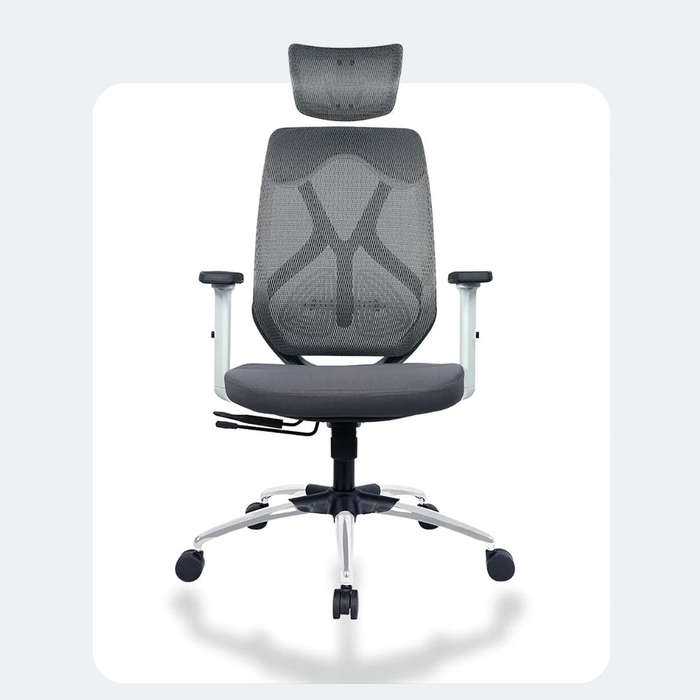 Office Chairs - Ergonomic Executive Mesh with Headrest - Grey