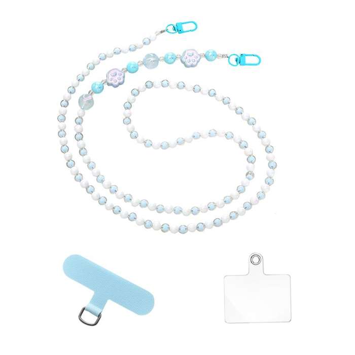 Bigfive Long Phone Lanyard Beads Chain With 2Pcs Back Patch - Pink