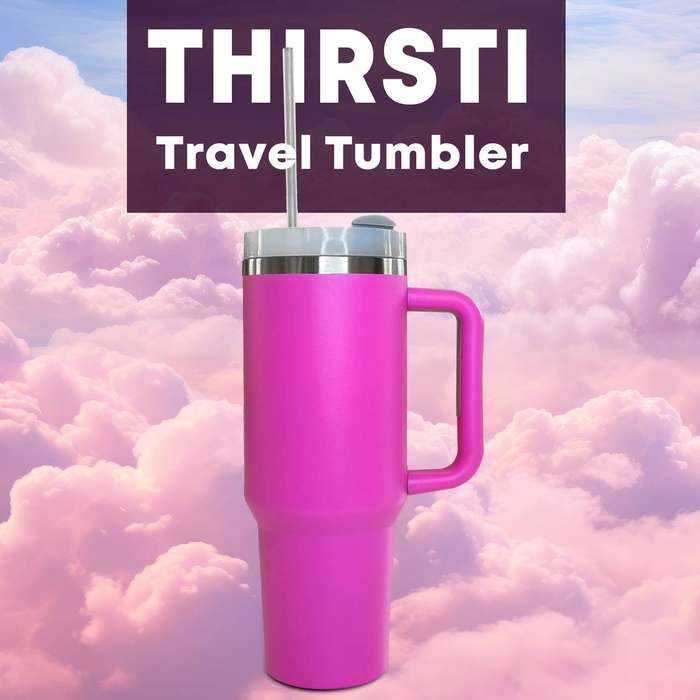 Double Wall Travel Mug Stainless Steel Vacuum Flask with Straw Hot/Cold - Sweet Pink