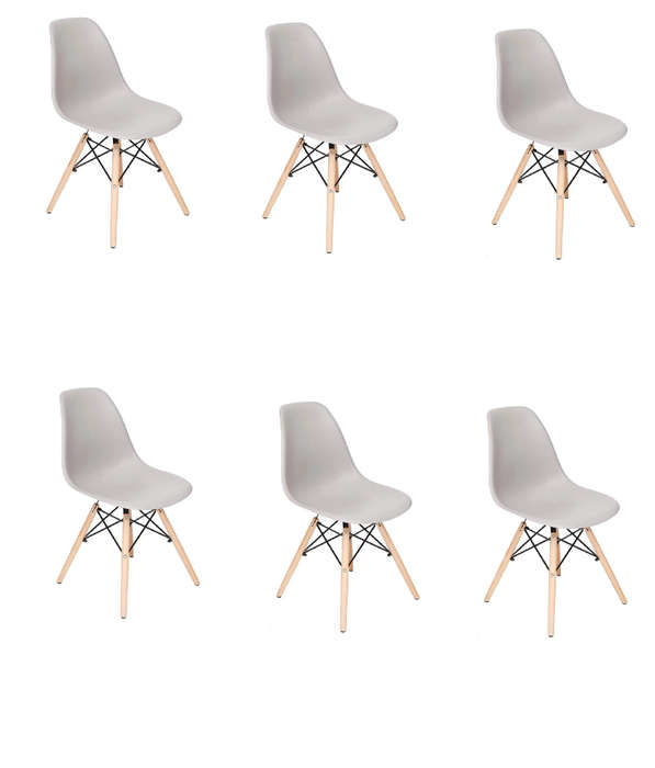 Proteas Wood Leg Chairs- Pack of 6-Grey