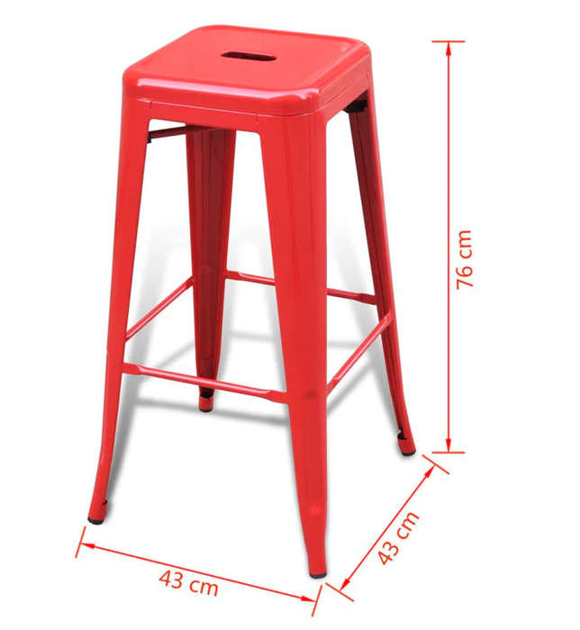 Metal Stackable Bar Stools-Black,White or Red