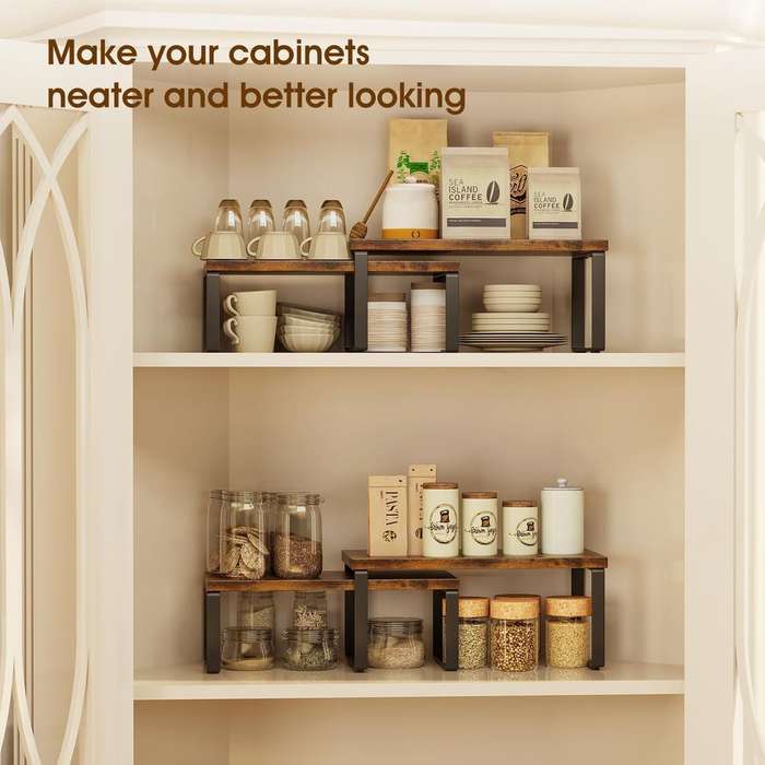 Stackable Kitchen Cabinet Organiser Shelf Counter Storage