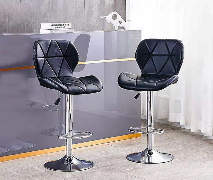 Bar Stools - Kitchen Counter Swivel Chairs - Set of Two-Black,Grey or White