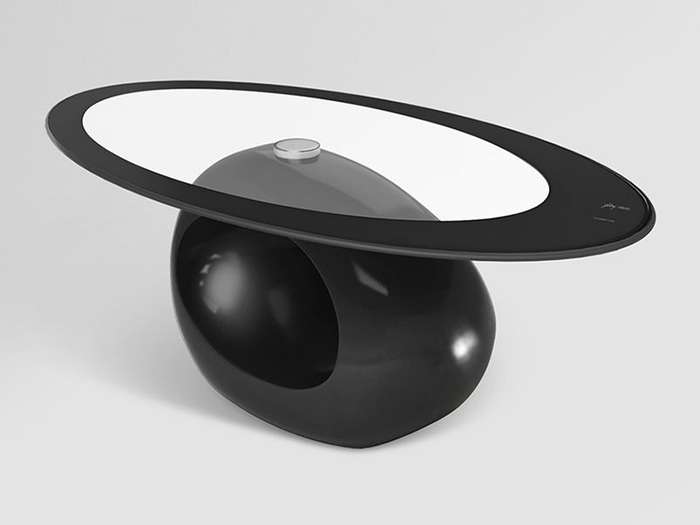 Coffee Tables - Oval Tempered Glass Top - Black Base Colour