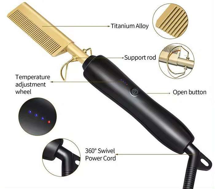 Hot Comb - Electric Straightening Hot Comb for Hair and Wigs