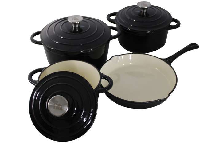 LMA 7 Piece Cast Iron Dutch Oven Cookware Set - Black (PLEASE READ DESCRIPTION)