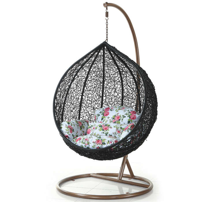 Hanging / Garden / Balcony Swing Chairs - Black / Floral White Colours