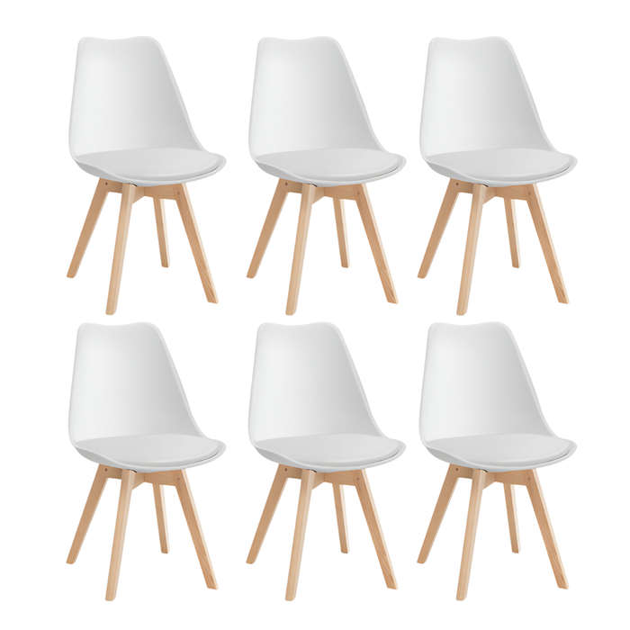 Set Of 6 Multi-Function Modern Plastic Dining Chair with Wooden Legs