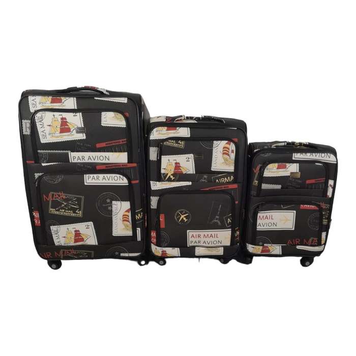 Stylish Luggage Bag - PU Leather Travel Suitcases - Boat - Set of 3