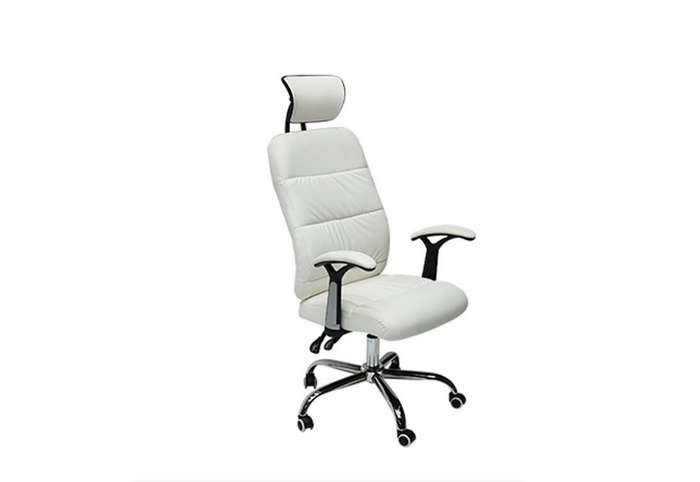 Reclining Office Chair With Head and Arm Rests - White Colour