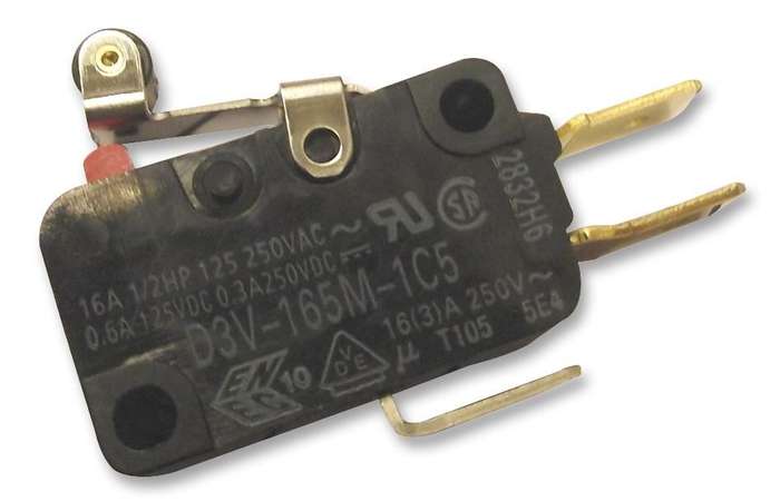 Omron (D3V-165M-1C5) Microswitch, Miniature, Short Hinge Roller Lever