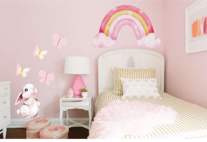 Cute Rainbow and Bunny Wall Vinyl Decal