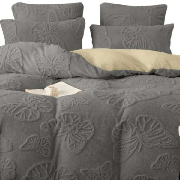 5 Piece Butterfly Geometric Comforter - Dark Grey