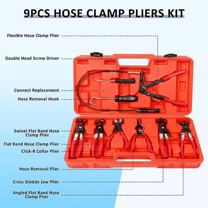 Automotive DIY Tool Hose/Liquid Line Clamp Pliers 9 Pieces Set