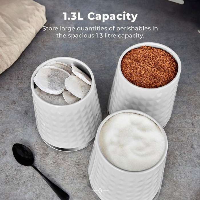 High Quality Bread Bin Canisters Kitchen Set With FREE Knife - White