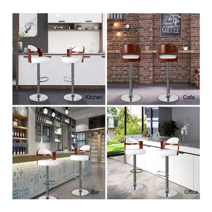 Modern Design Bar Stools - White, Brown