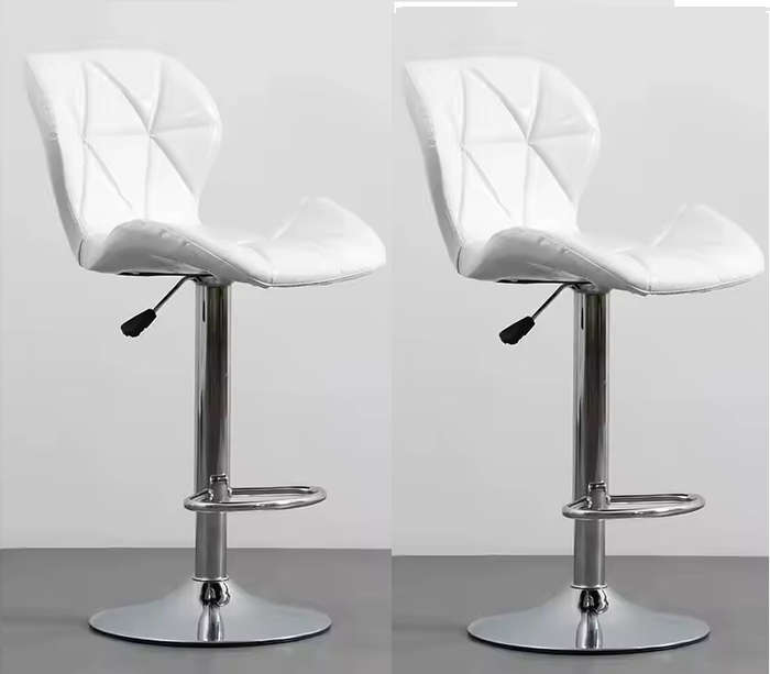 Bar Stools - Kitchen Counter Swivel Chairs - Set of Two-Black,Grey or White