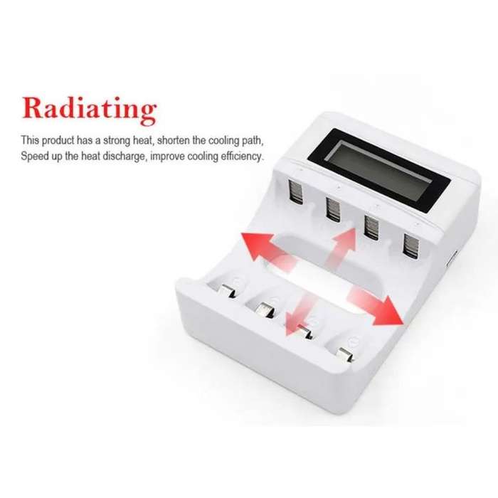 4 Slots Lcd Screen AA and AAA Rechargeable Batteries Charger B3586