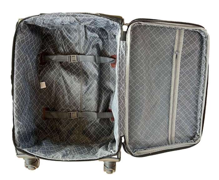 Le Emporer Fabric 3 Piece Luggage- Double Zip Suitcase - Black