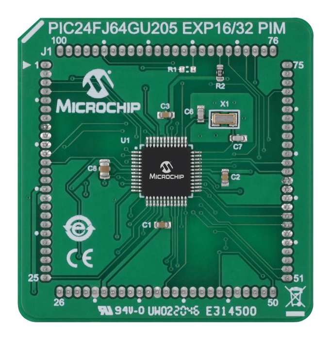 Microchip (EV95N98A) Plug-in Module, PIC24FJ64GU205/PIC24FJ64GU205