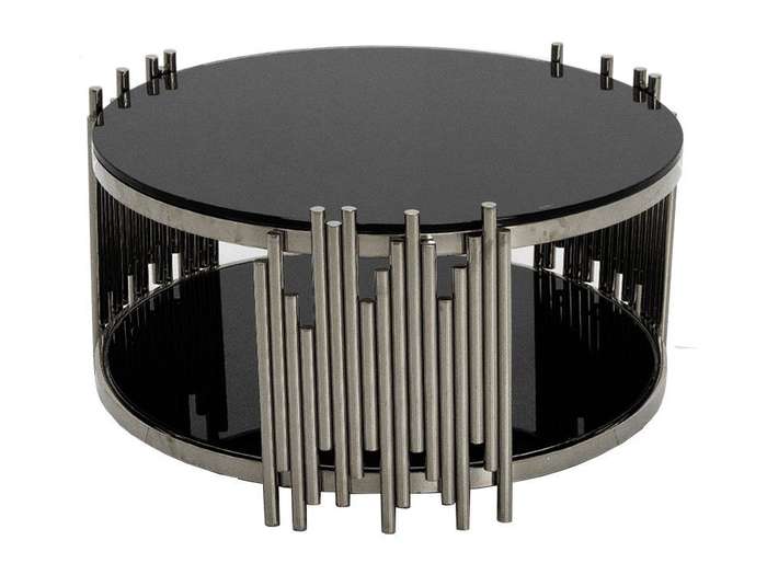Coffee Tables - Rounded Tempered Glass Top - Silver Colour
