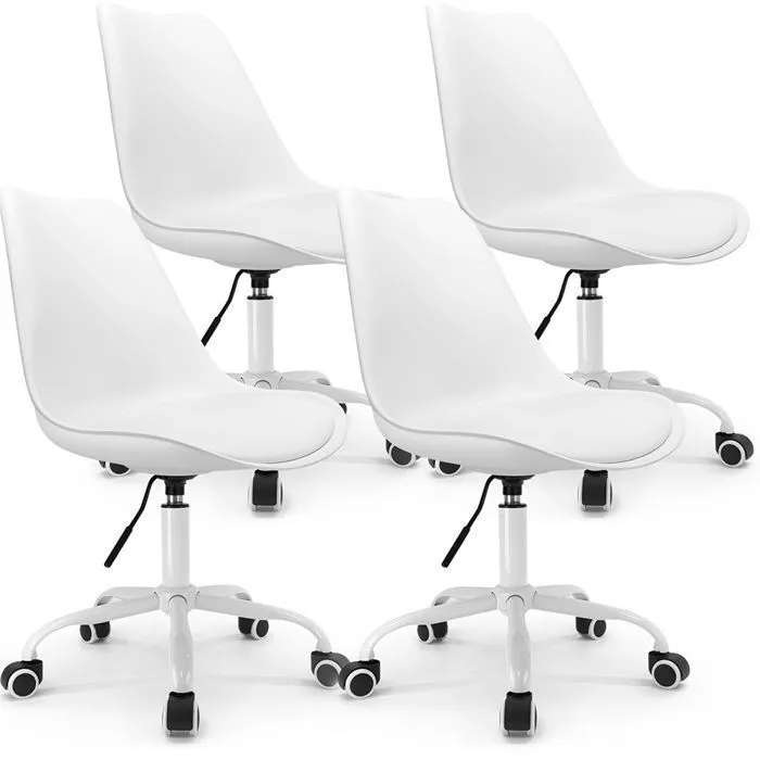 Modern Stylish Office Desk Chairs- 4 Pack-Black/White/Grey